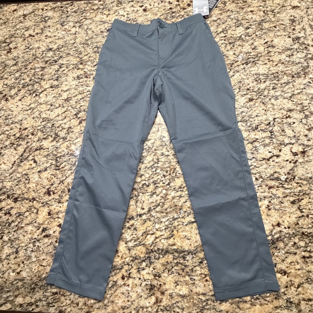 NEW Under Armour Boys Grey Loose Performance Golf Pants Size 10 ws